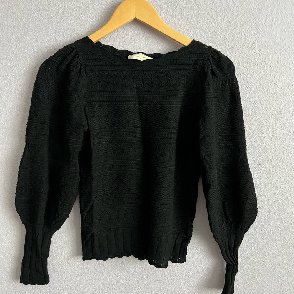 Sézane Black Lace Top